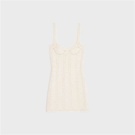 celine babydoll mini dress in crocheted cotton|MINI DRESS IN POINTELLE COTTON .